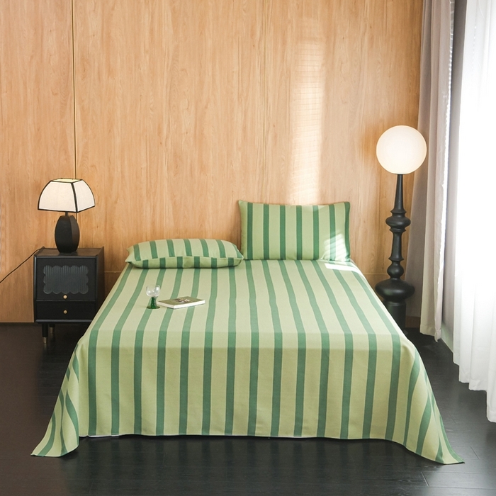 91家纺网 家纺一手货源 找家纺 慕绸家纺（原萌宝老粗布厂家） 2025新款老粗布老帆布空调软凉席原棉粗纱系列床单三件套 冰美式绿