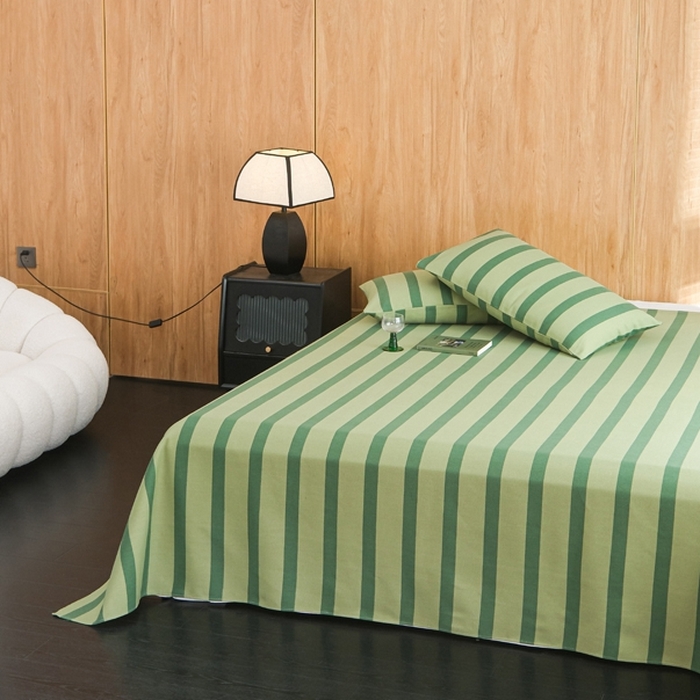 91家纺网 家纺一手货源 找家纺 慕绸家纺（原萌宝老粗布厂家） 2025新款老粗布老帆布空调软凉席原棉粗纱系列床单三件套 冰美式绿