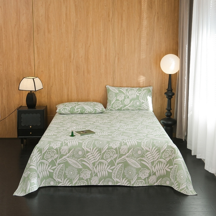 91家纺网 家纺一手货源 找家纺 慕绸家纺（原萌宝老粗布厂家） 2025新款老粗布老帆布空调软凉席原棉粗纱系列床单三件套 叶相思