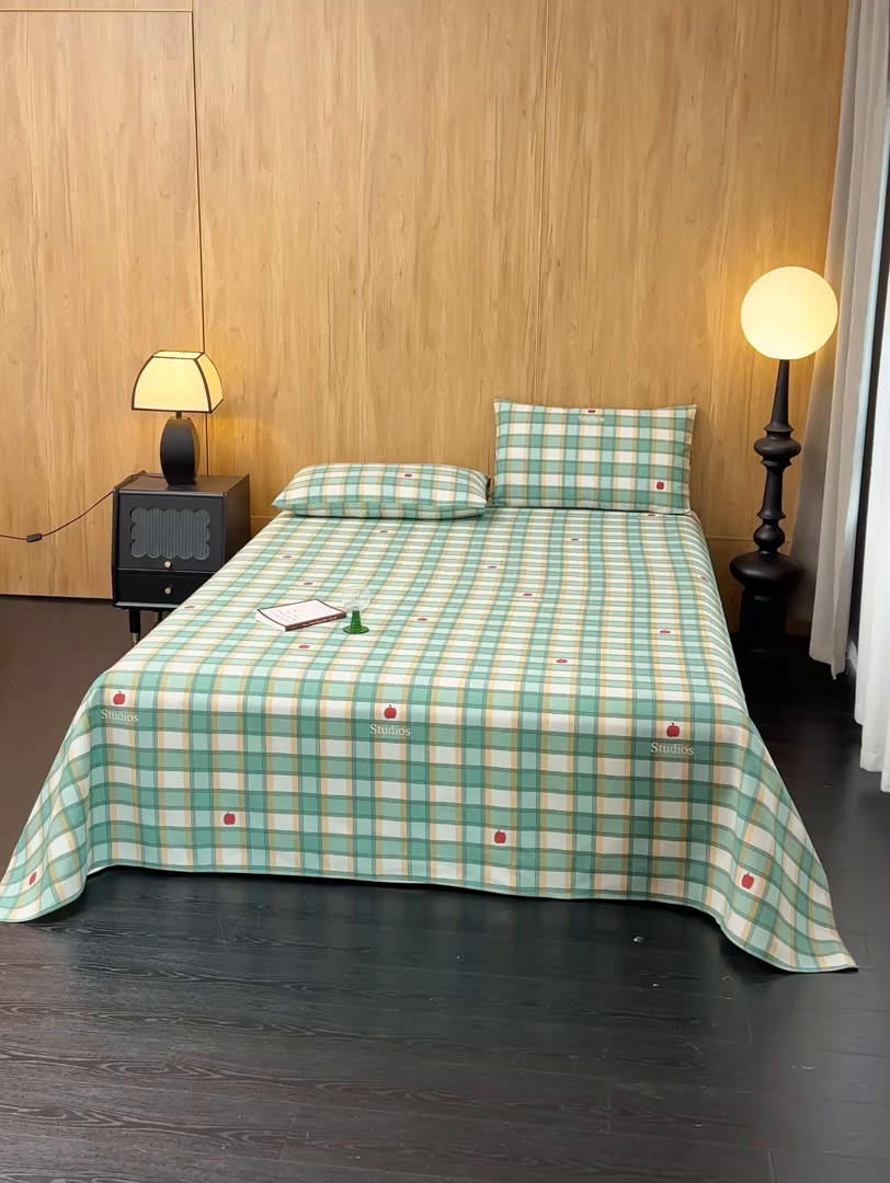 91家纺网 家纺一手货源 找家纺 慕绸家纺（原萌宝老粗布厂家） 2025新款老粗布老帆布空调软凉席原棉粗纱系列床单三件套 富士格