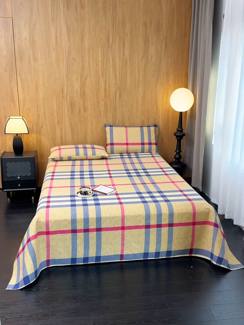 91家纺网 家纺一手货源 找家纺 慕绸家纺（原萌宝老粗布厂家） 2025新款老粗布老帆布空调软凉席原棉粗纱系列床单三件套 英伦时尚