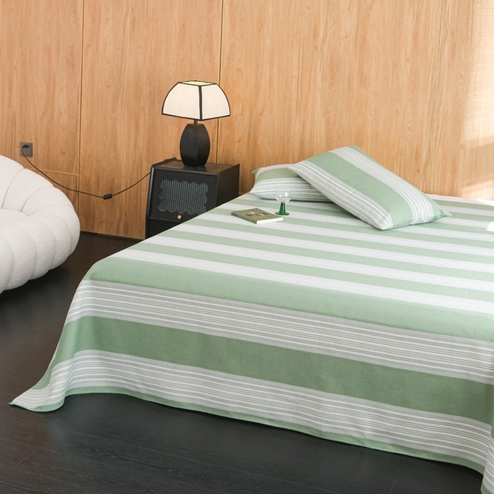 91家纺网 家纺一手货源 找家纺 慕绸家纺（原萌宝老粗布厂家） 2025新款老粗布老帆布空调软凉席原棉粗纱系列床单三件套 森屿