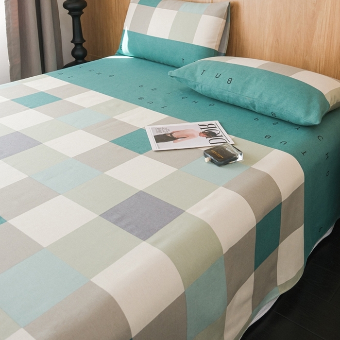 91家纺网 家纺一手货源 找家纺 慕绸家纺（原萌宝老粗布厂家） 2025新款老粗布老帆布空调软凉席原棉粗纱系列床单三件套 绿格先生