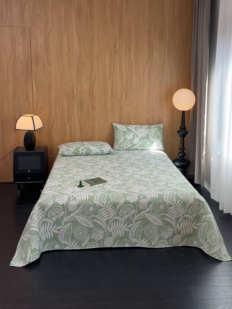 91家纺网 家纺一手货源 找家纺 慕绸家纺（原萌宝老粗布厂家） 2025新款老粗布老帆布空调软凉席原棉粗纱系列床单三件套 叶相思