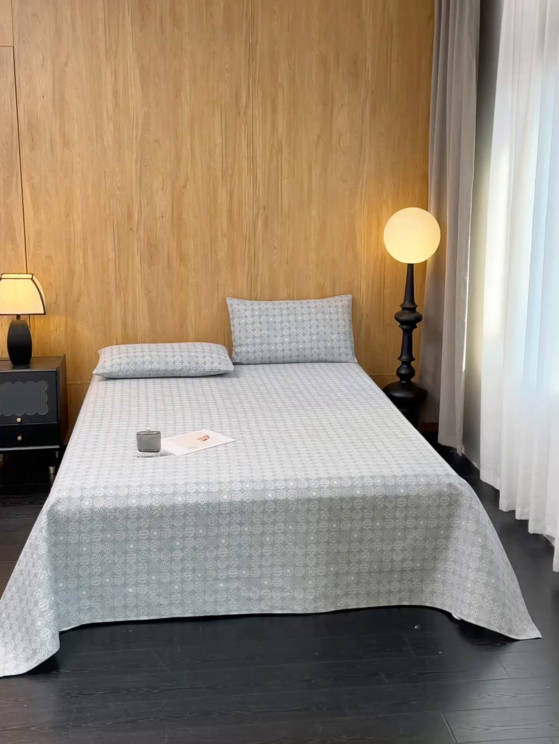 91家纺网 家纺一手货源 找家纺 慕绸家纺（原萌宝老粗布厂家） 2025新款老粗布老帆布空调软凉席原棉粗纱系列床单三件套 年轮