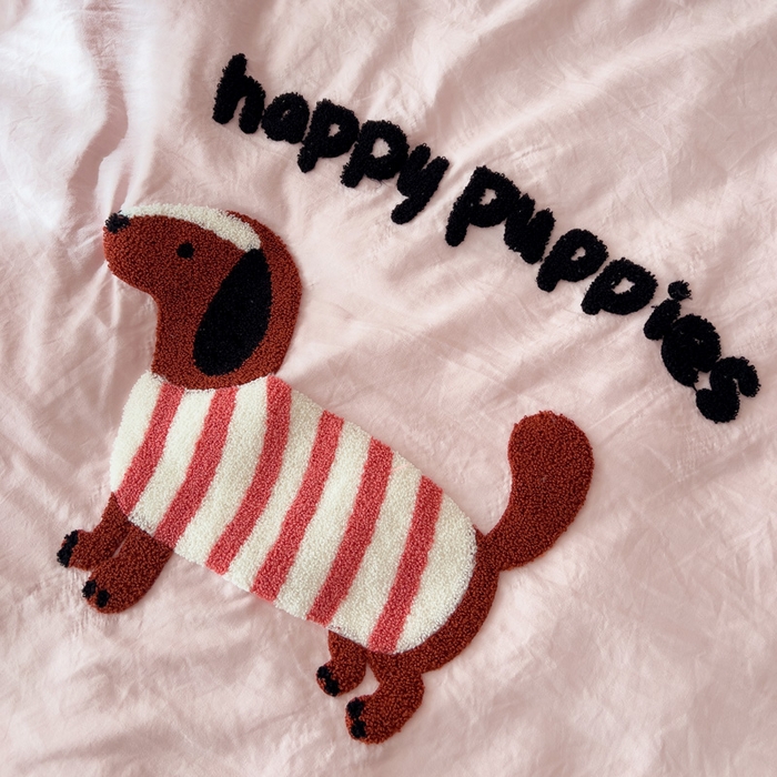 91家纺网 家纺一手货源 找家纺 梧桐家居 2025新款水洗云朵棉毛巾绣印花加绣花系列四件套 卡其诺