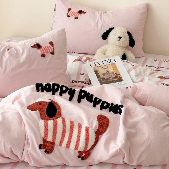 91家纺网 家纺一手货源 找家纺 梧桐家居 2025新款水洗云朵棉毛巾绣印花加绣花系列四件套 卡其诺