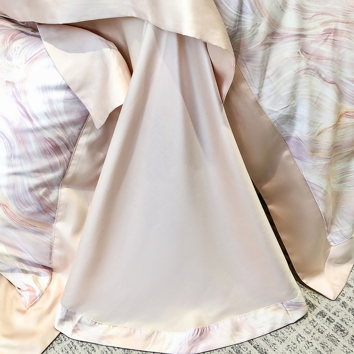 91家纺网 家纺一手货源 找家纺 东方名伶 2025新款莱赛尔兰精天丝棉数码印花宽边四件套 清扬-粉