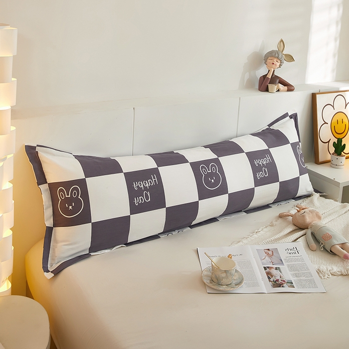 91家纺网 家纺一手货源 找家纺 三盛源 2025新款全棉印花双人长枕套 兔子星球 咖