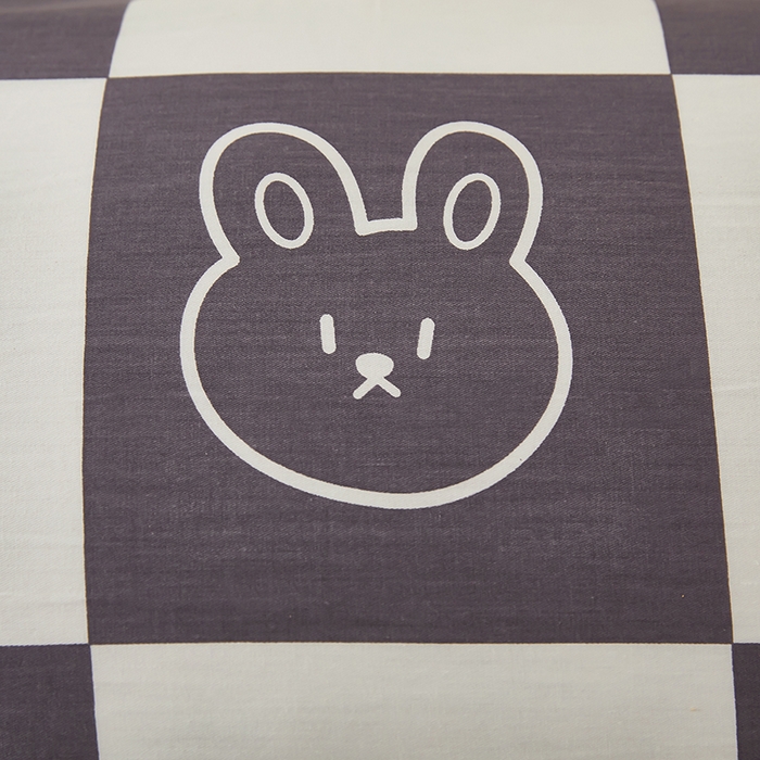 91家纺网 家纺一手货源 找家纺 三盛源 2025新款全棉印花双人长枕套 兔子星球 咖