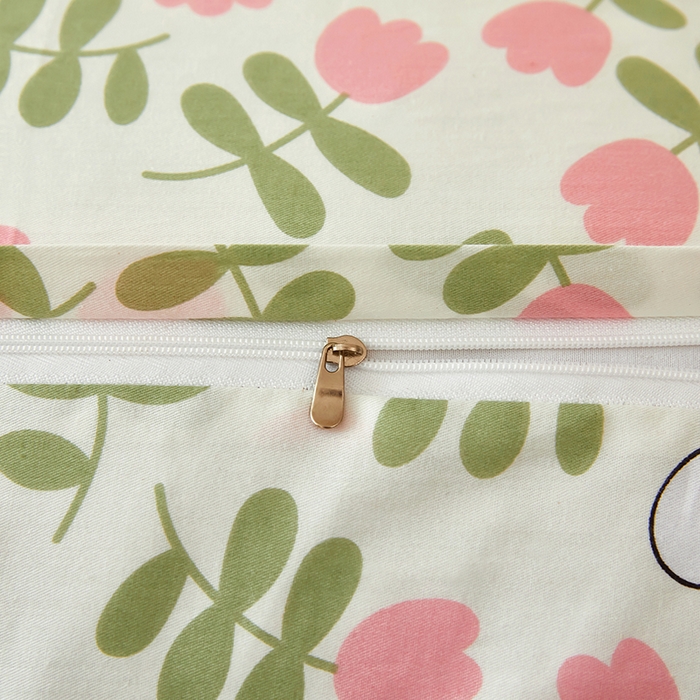 91家纺网 家纺一手货源 找家纺 三盛源 2025新款全棉印花双人长枕套 仙仙兔 粉