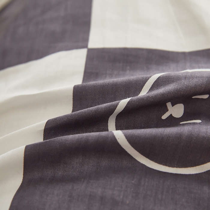 91家纺网 家纺一手货源 找家纺 三盛源 2025新款全棉印花双人长枕套 兔子星球 咖