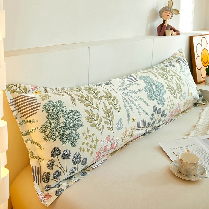 91家纺网 家纺一手货源 找家纺 三盛源 2025新款全棉印花双人长枕套 风雅