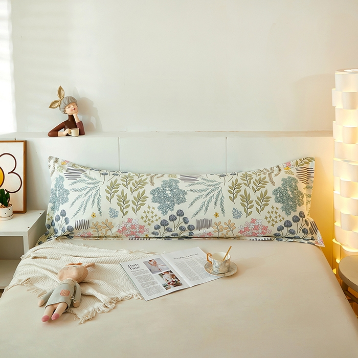 91家纺网 家纺一手货源 找家纺 三盛源 2025新款全棉印花双人长枕套 风雅