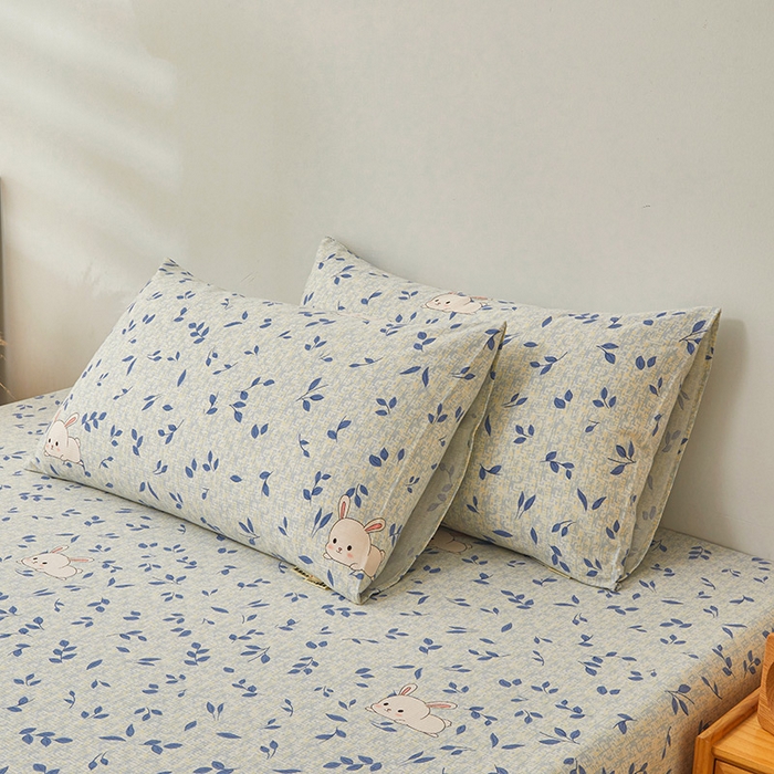 91家纺网 家纺一手货源 找家纺 居眠 2025新款全棉纯棉老粗布凉席席子印花单品床单单床单 丛林兔