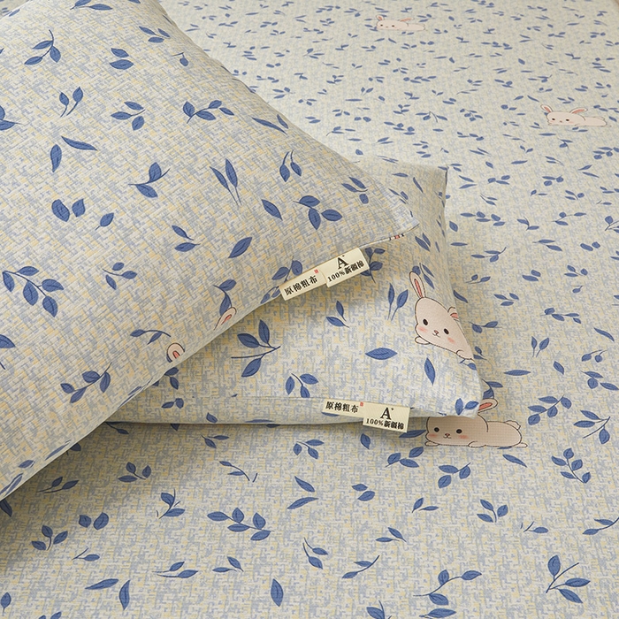 91家纺网 家纺一手货源 找家纺 居眠 2025新款全棉纯棉老粗布凉席席子印花单品床单单床单 丛林兔