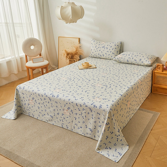 91家纺网 家纺一手货源 找家纺 居眠 2025新款全棉纯棉老粗布凉席席子印花单品床单单床单 丛林兔