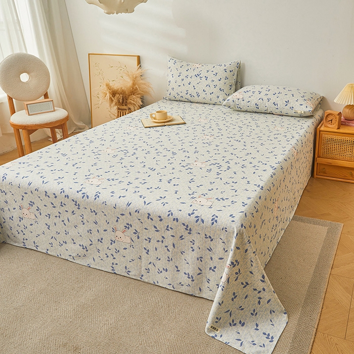 91家纺网 家纺一手货源 找家纺 居眠 2025新款全棉纯棉老粗布凉席席子印花单品床单单床单 丛林兔