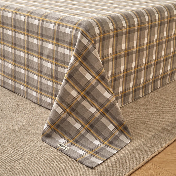 91家纺网 家纺一手货源 找家纺 居眠 2025新款全棉纯棉老粗布凉席席子印花单品床单单床单 海潮格 咖