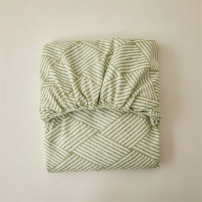 91家纺网 家纺一手货源 找家纺 居眠 2025新款全棉纯棉老粗布凉席席子印花单品床笠单床笠 阡陌菱格 抹茶