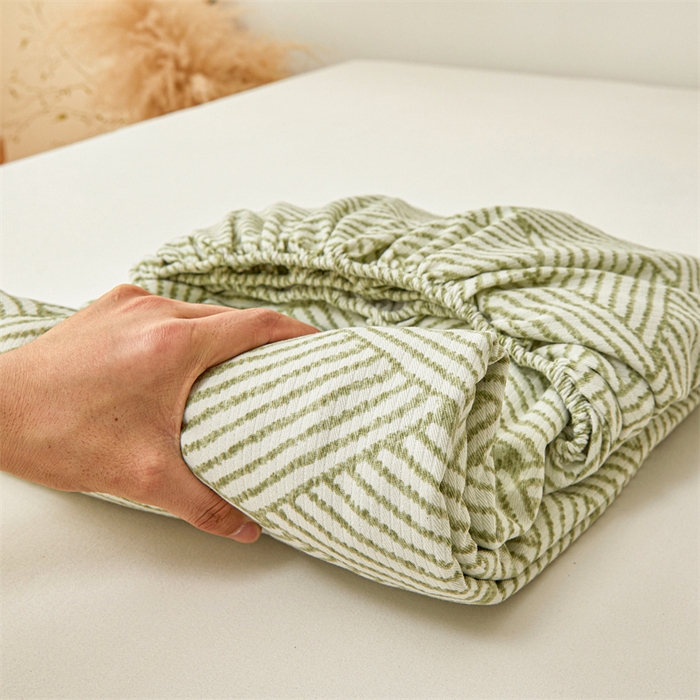 91家纺网 家纺一手货源 找家纺 居眠 2025新款全棉纯棉老粗布凉席席子印花单品床笠单床笠 阡陌菱格 抹茶