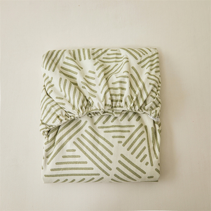 91家纺网 家纺一手货源 找家纺 居眠 2025新款全棉纯棉老粗布凉席席子印花单品床笠单床笠 时尚拼接 奶白