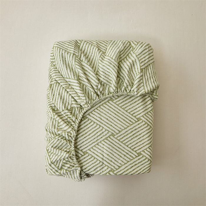 91家纺网 家纺一手货源 找家纺 居眠 2025新款全棉纯棉老粗布凉席席子印花单品床笠单床笠 阡陌菱格 抹茶