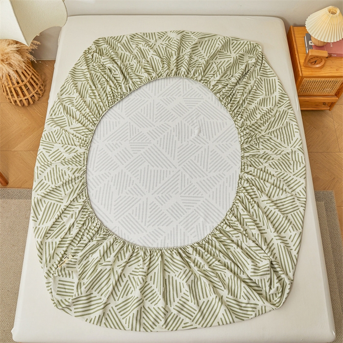 91家纺网 家纺一手货源 找家纺 居眠 2025新款全棉纯棉老粗布凉席席子印花单品床笠单床笠 时尚拼接 奶白