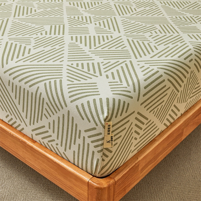 91家纺网 家纺一手货源 找家纺 居眠 2025新款全棉纯棉老粗布凉席席子印花单品床笠单床笠 时尚拼接 奶白