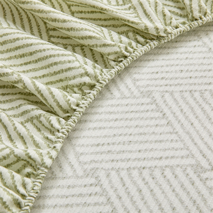 91家纺网 家纺一手货源 找家纺 居眠 2025新款全棉纯棉老粗布凉席席子印花单品床笠单床笠 阡陌菱格 抹茶