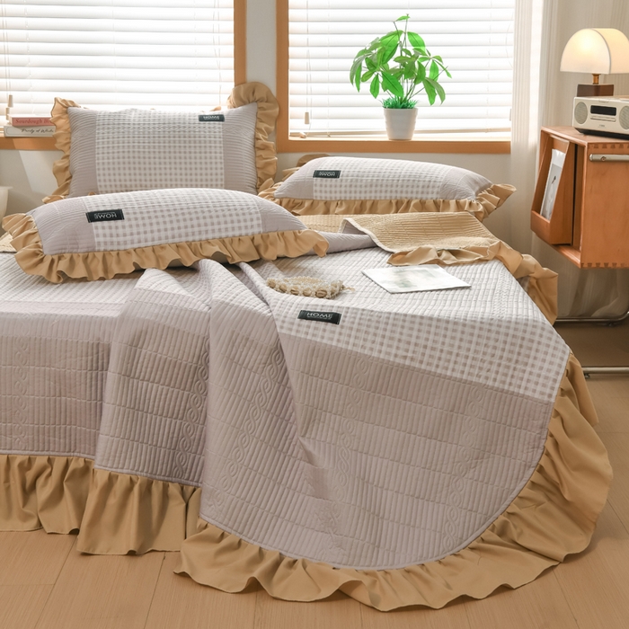 91家纺网 家纺一手货源 找家纺 鹿辉家居（原吉欧力） 2025新款无印风数码床盖三件套 无印风-咖