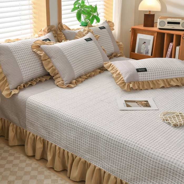 91家纺网 家纺一手货源 找家纺 鹿辉家居（原吉欧力） 2025新款无印风数码床盖三件套 无印风-咖