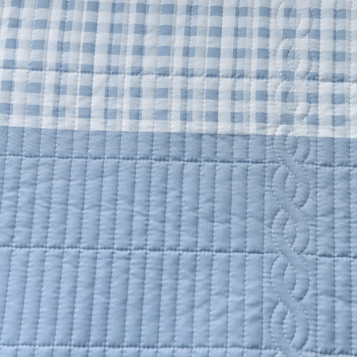 91家纺网 家纺一手货源 找家纺 鹿辉家居（原吉欧力） 2025新款无印风数码床盖三件套 无印风-蓝