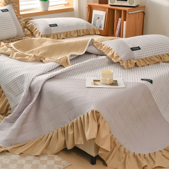 91家纺网 家纺一手货源 找家纺 鹿辉家居（原吉欧力） 2025新款无印风数码床盖三件套 无印风-咖