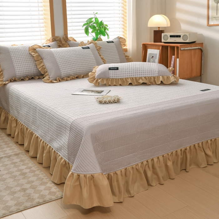 91家纺网 家纺一手货源 找家纺 鹿辉家居（原吉欧力） 2025新款无印风数码床盖三件套 无印风-咖