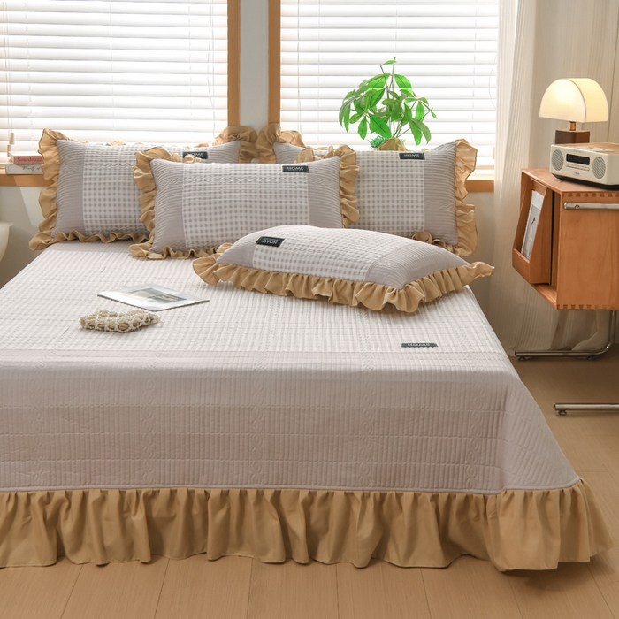 91家纺网 家纺一手货源 找家纺 鹿辉家居（原吉欧力） 2025新款无印风数码床盖三件套 无印风-咖