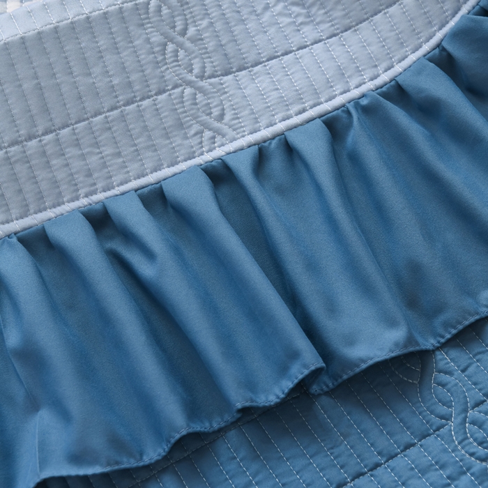 91家纺网 家纺一手货源 找家纺 鹿辉家居（原吉欧力） 2025新款无印风数码床盖三件套 无印风-蓝