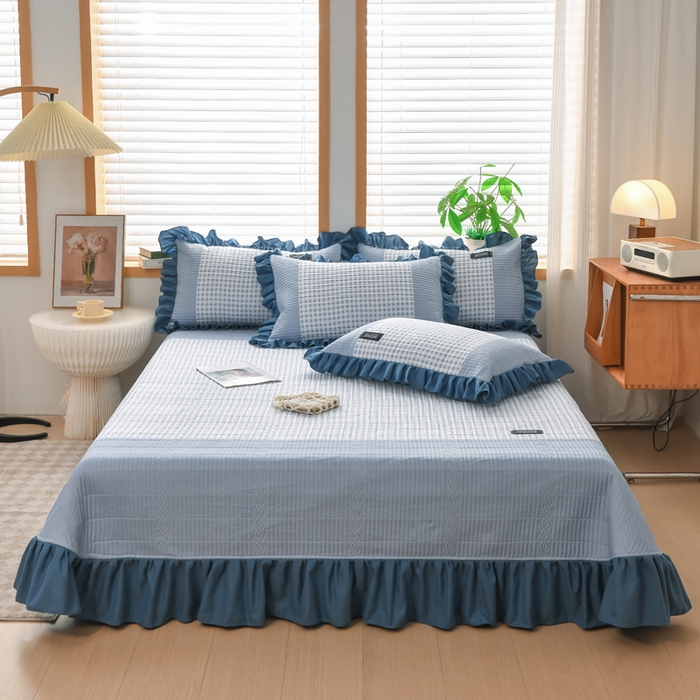 鹿辉家居（原吉欧力） 2025新款无印风数码床盖三件套 无印风-蓝