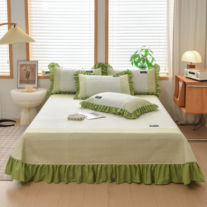 鹿辉家居（原吉欧力） 2025新款无印风数码床盖三件套 无印风-绿