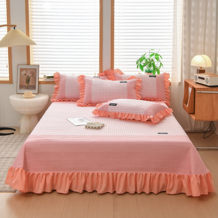 鹿辉家居（原吉欧力） 2025新款无印风数码床盖三件套 无印风-粉