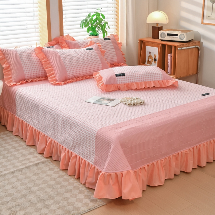 91家纺网 家纺一手货源 找家纺 鹿辉家居（原吉欧力） 2025新款无印风数码床盖三件套 无印风-粉