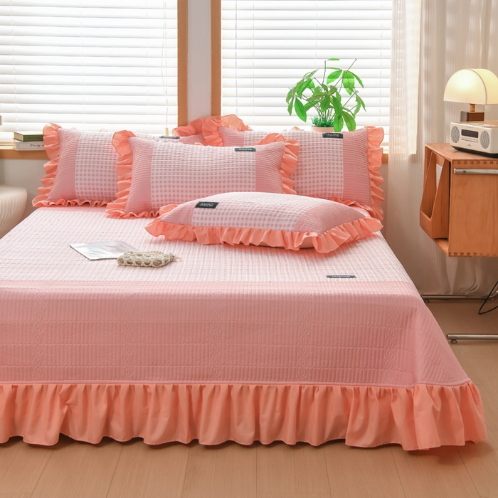 91家纺网 家纺一手货源 找家纺 鹿辉家居（原吉欧力） 2025新款无印风数码床盖三件套 无印风-粉