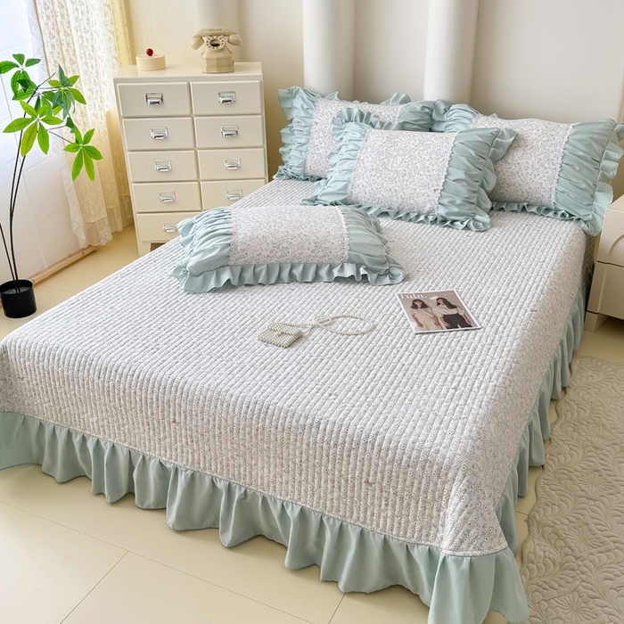 91家纺网 家纺一手货源 找家纺 （总）鹿辉家居（原吉欧力） 2025新款双层纱韩版床盖四件套