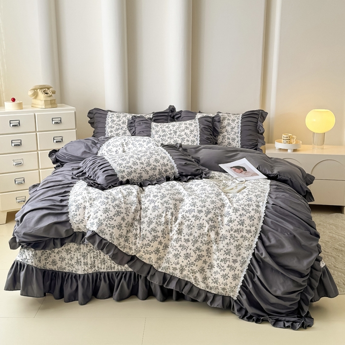 91家纺网 家纺一手货源 找家纺 （总）鹿辉家居（原吉欧力） 2025新款双层纱韩版床盖四件套