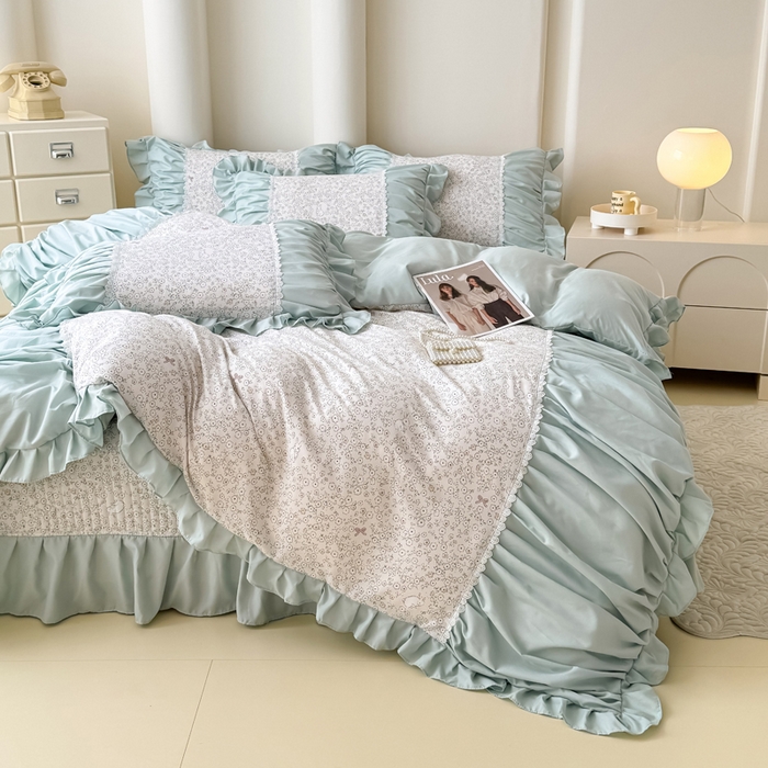 91家纺网 家纺一手货源 找家纺 （总）鹿辉家居（原吉欧力） 2025新款双层纱韩版床盖四件套