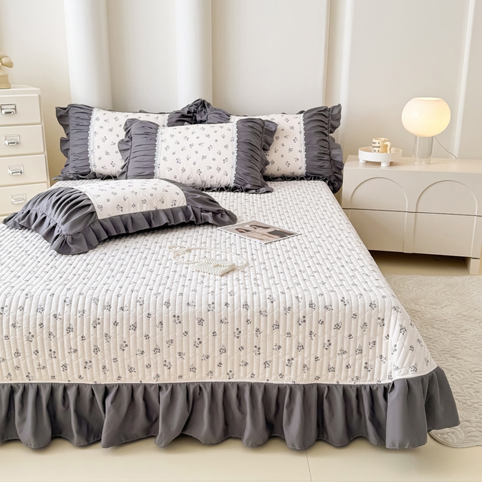 91家纺网 家纺一手货源 找家纺 鹿辉家居（原吉欧力） 2025新款双层纱韩版床盖四件套 半亩花田