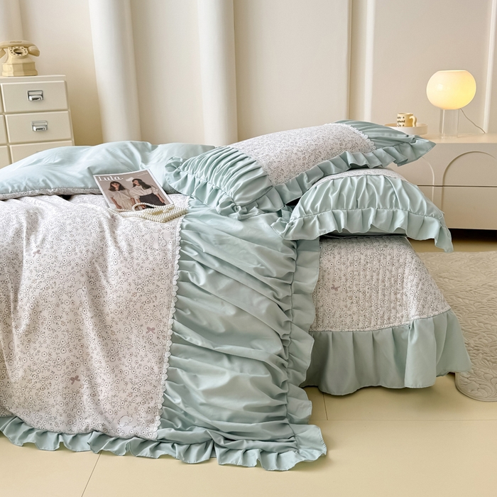 91家纺网 家纺一手货源 找家纺 鹿辉家居（原吉欧力） 2025新款双层纱韩版床盖四件套 安琪拉兔