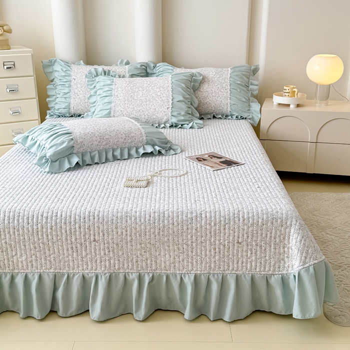 91家纺网 家纺一手货源 找家纺 鹿辉家居（原吉欧力） 2025新款双层纱韩版床盖四件套 安琪拉兔