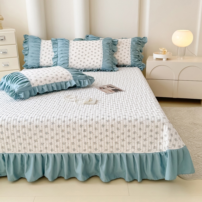 91家纺网 家纺一手货源 找家纺 鹿辉家居（原吉欧力） 2025新款双层纱韩版床盖四件套 情书