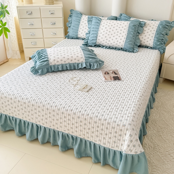 91家纺网 家纺一手货源 找家纺 鹿辉家居（原吉欧力） 2025新款双层纱韩版床盖四件套 情书